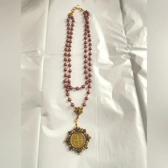 Virgins Saints & Angels Magdalena Necklace Purple Iridescent Beads Multi Length - Picture 7 of 8